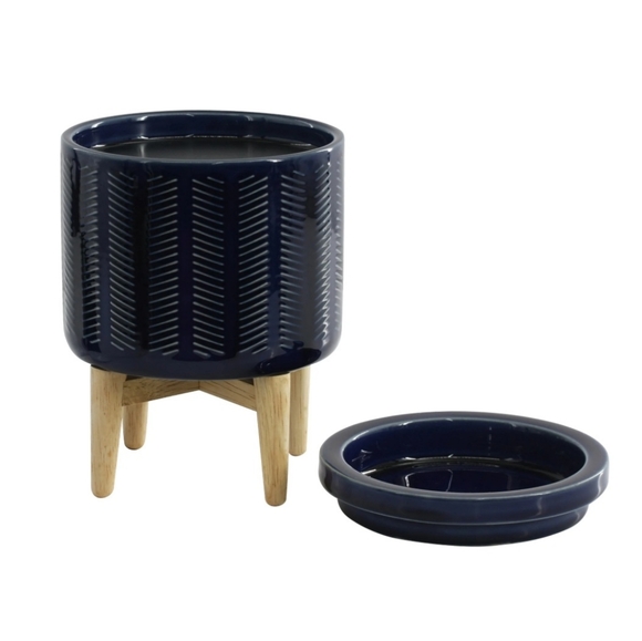 Better Homes & Gardens Electric Ceramic Wax Warmer with Wood Stand - Navy - Picture 4 of 6